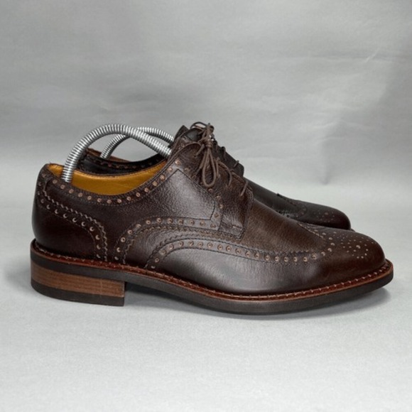 Paraboot Cousu Derby Men's Size 8.5 Brown Leather Wing Tip Goodyear Dress Shoes